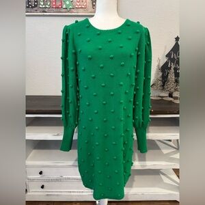 Lilly Pulitzer Kippa Sweater Dress Fern Gully Pom Pom Women's Size L